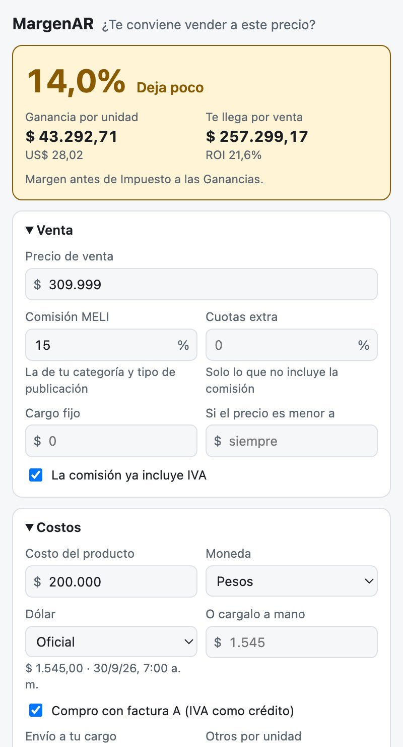 Calculadora de margen de MargenAR